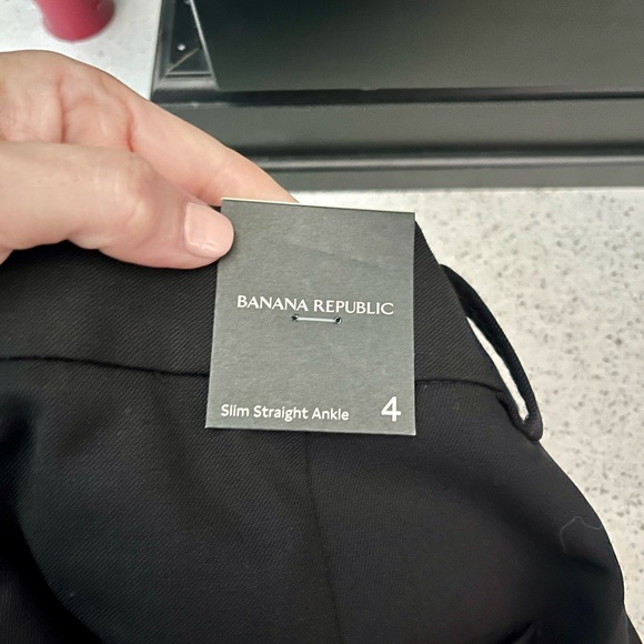 NWT BANANA REPUBLIC Black Slim Straight Ankle Pants - Picture 5 of 9